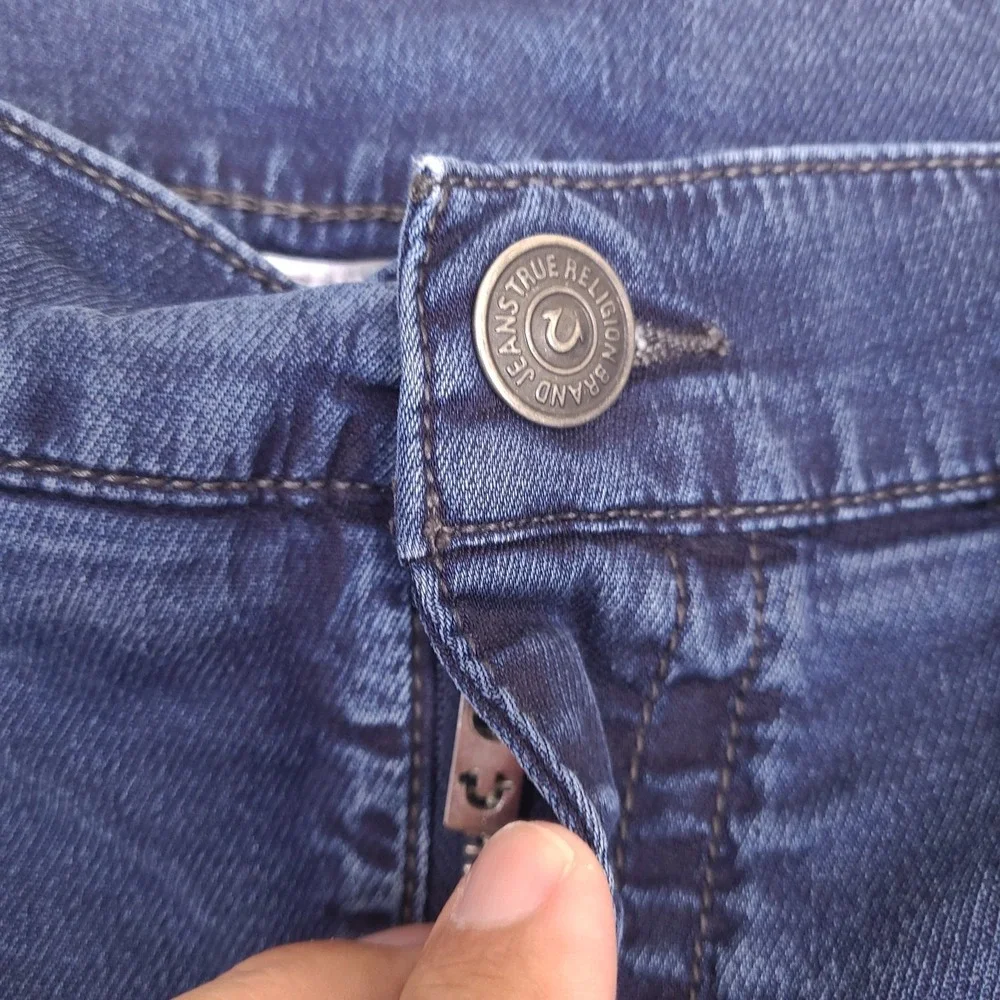 True Religion Jeans Mens 40x27 Blue‎ Marco Relaxed Tapered Reflective Stretch